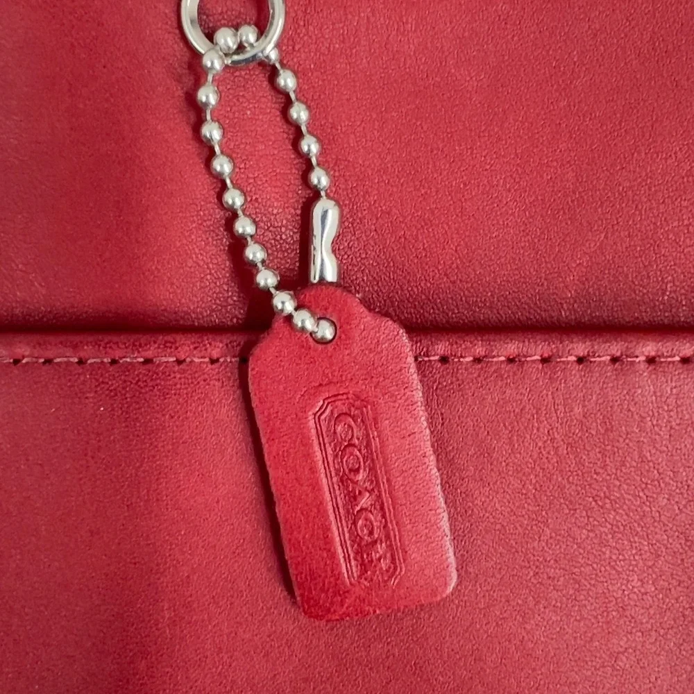 Vintage Coach Red Leather Swingpack Crossbody Bag Silver Hardware Tag USA 90s